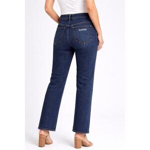 Ganni Dark Indigo Heavy Denim Straight Leg Jeans Women's Size 28